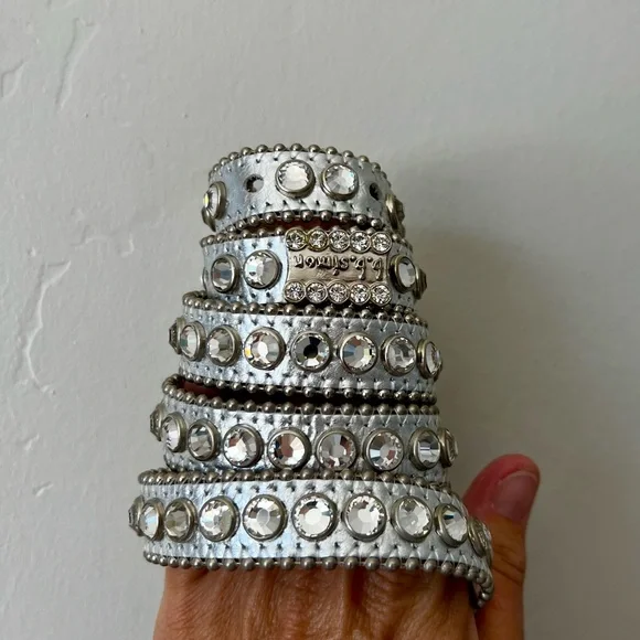 b.b. Simon silver skinny Swarovski Crystal 27 inch belt